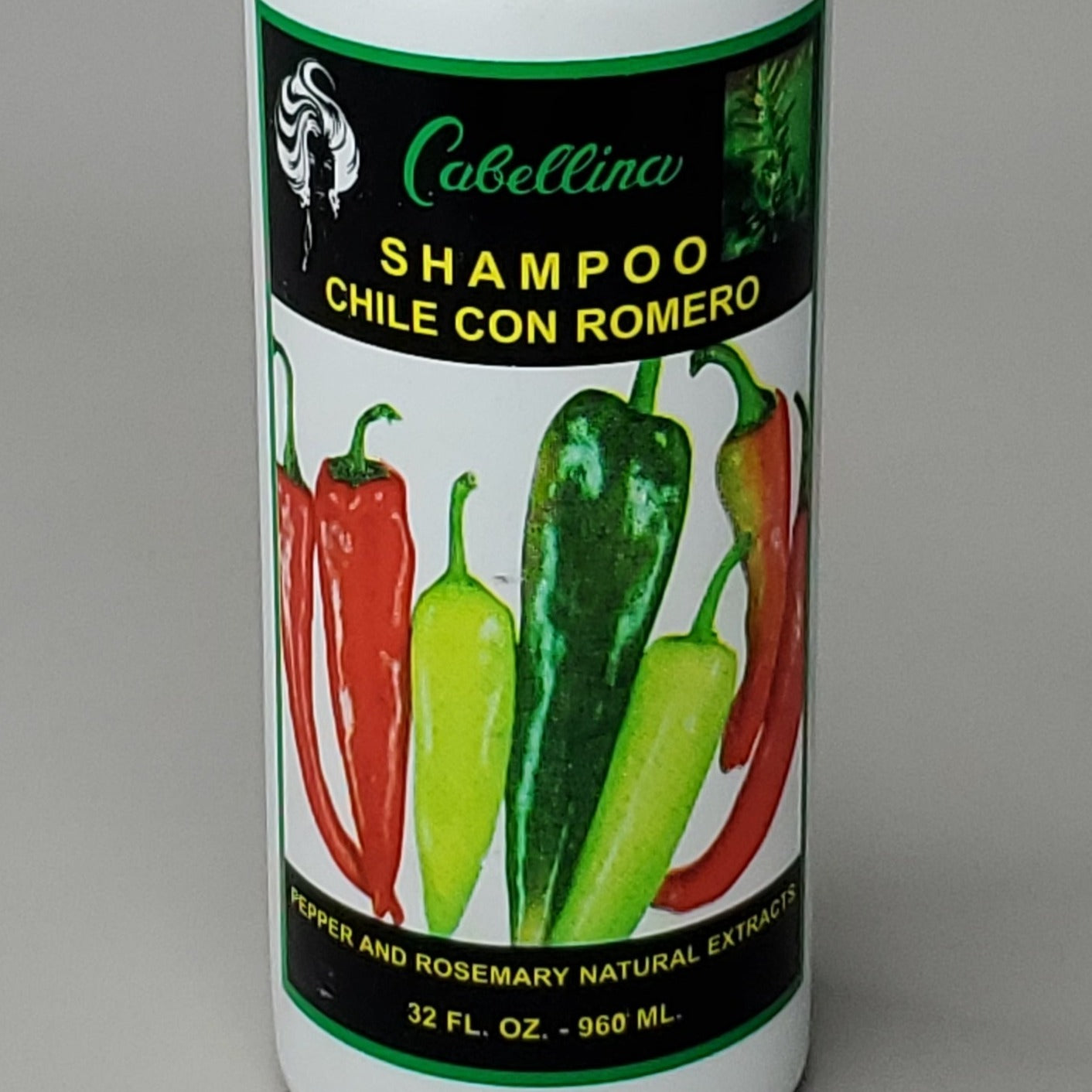 CABELLINA Chile Con Romero Natural Shampoo Pepper & Rosemary Extracts 32 fl oz (New)