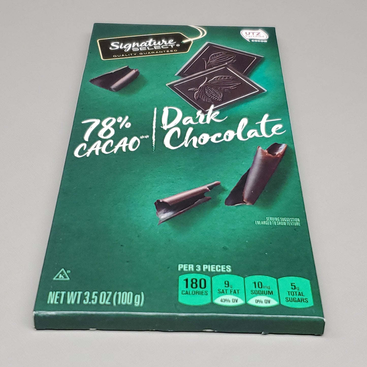 ZA@ Expired SIGNATURE SELECT Dark Chocolate 78% Cacao 3.5 OZ Best Buy: 09/18/2022