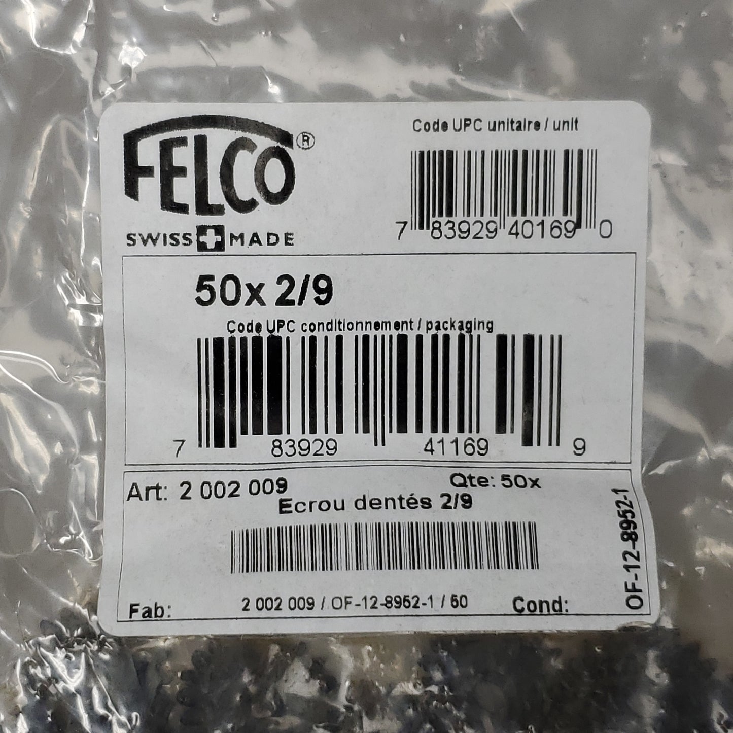 FELCO Swiss Made 50 Pack Of Pruner Replacement Nut 2/9 (New)