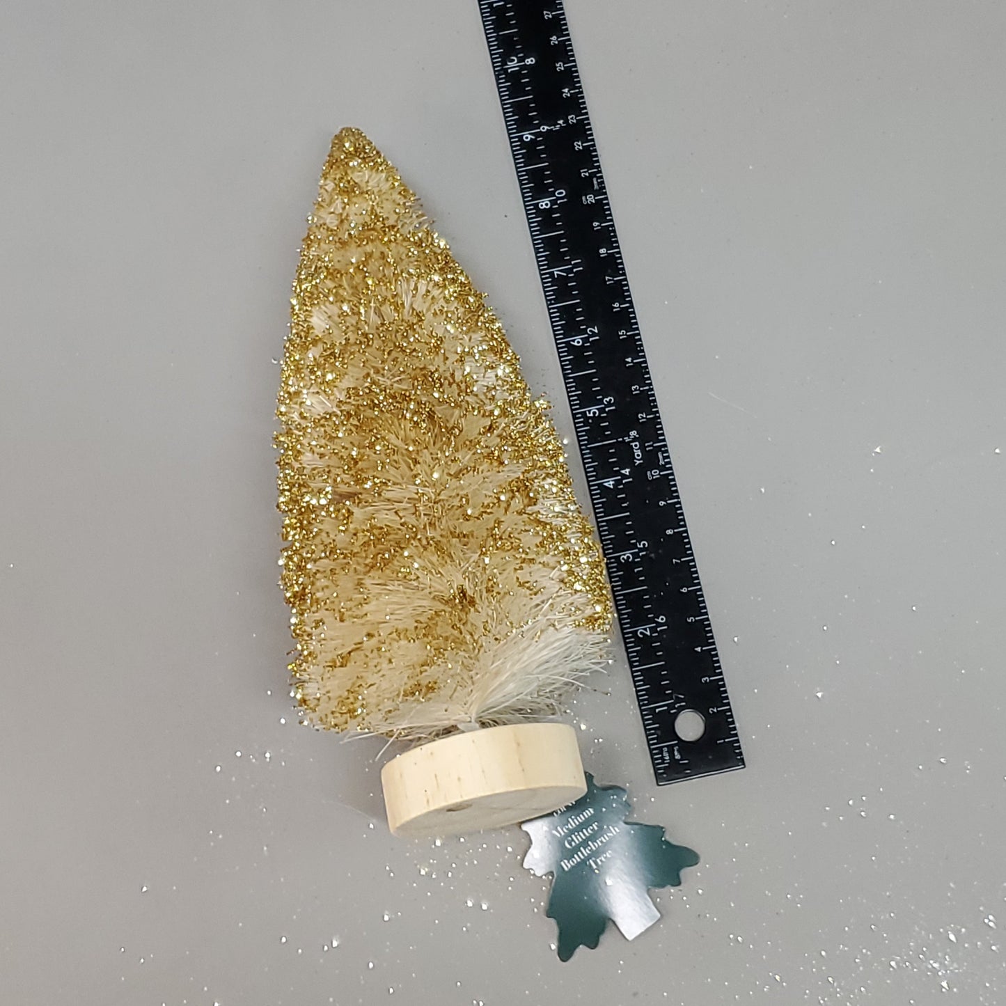 z@ CRESCENT Winter Medium Glitter Bottlebrush Tree Gold 234-17-4692 (New)