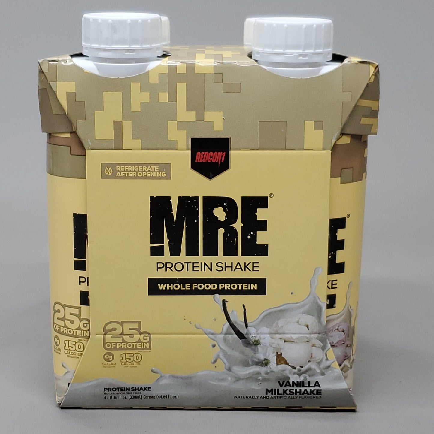 z@ MRE Case Of 4 Protein Shake Vanilla Milkshake Whole Food 11.16 FL OZ 04/23
