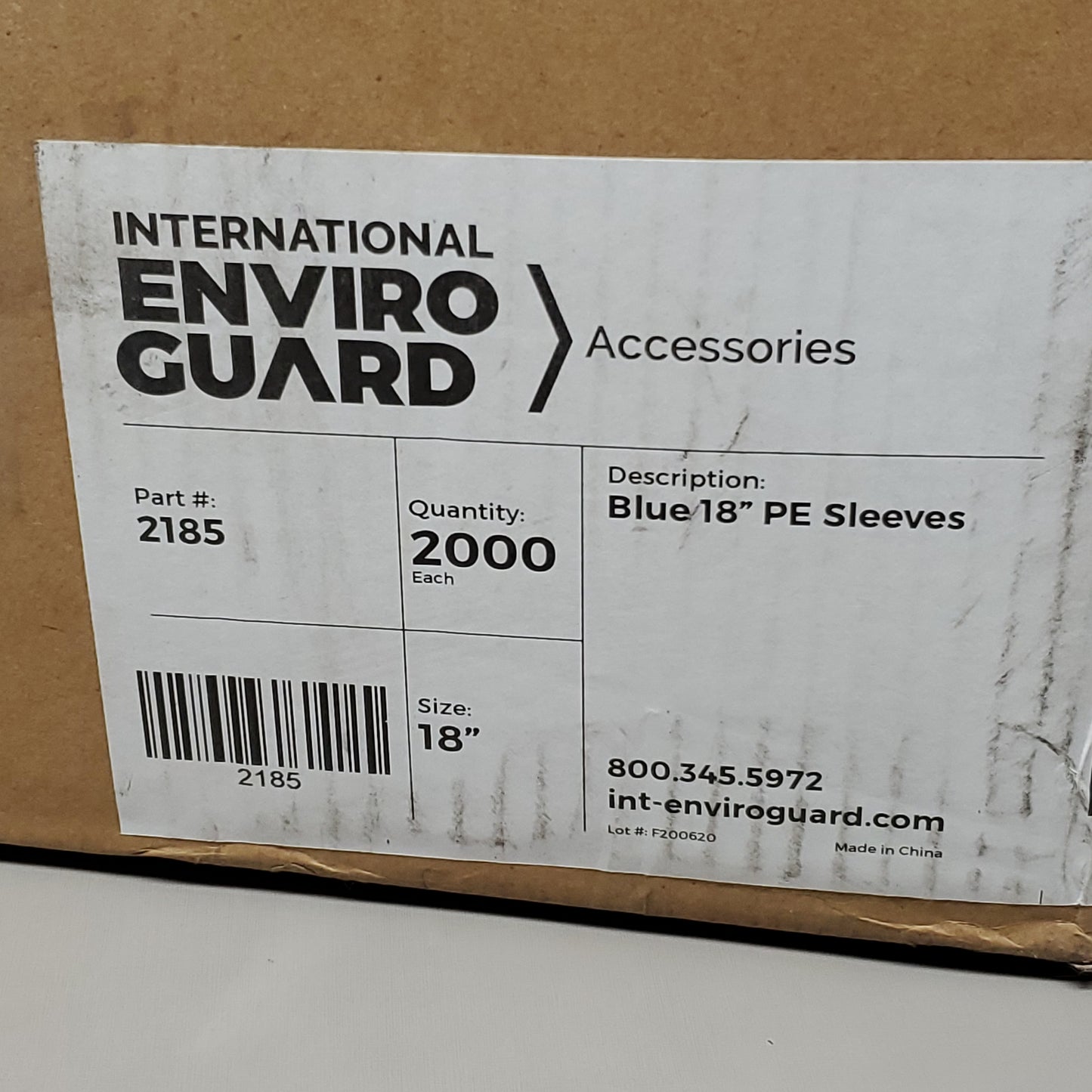 INTERNATIONAL ENVIRO GUARD Blue 18" PE Sleeves Box of 2,000 #2185 (New Other)