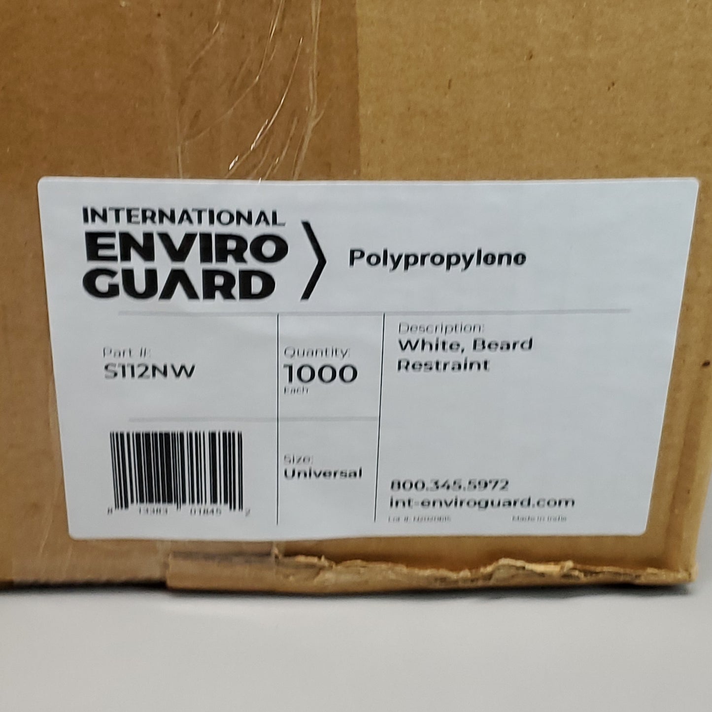INTERNATIONAL ENVIRO GUARD Polypropylene White Beard Restraint Case of 1,000 S112NW (New Other)