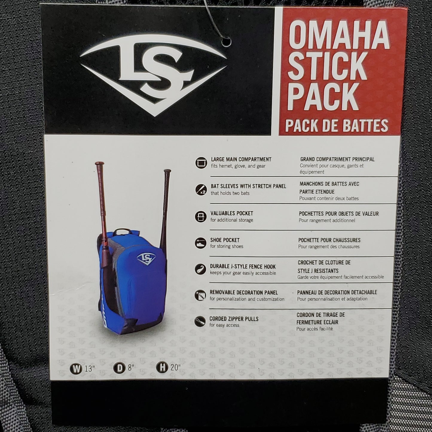 LOUISVILLE SLUGGER Omaha Stick Pack Baseball Backpack Black WB5717505 (New)