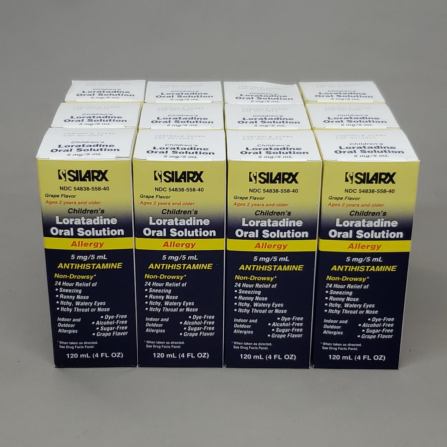 SILARX 12-PACK! Children's Loratadine Oral Solution Non-Drowsy 24-HR Allergy Relief 02/25