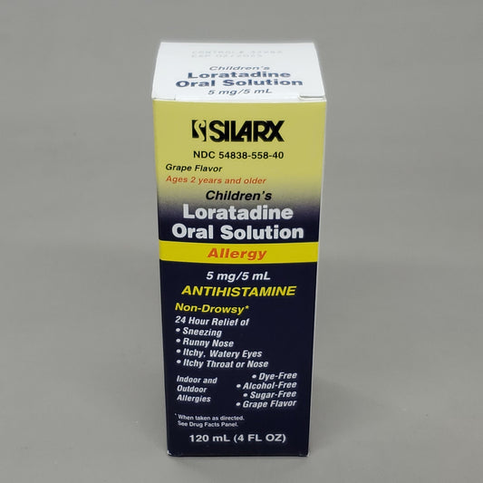 SILARX Children's Loratadine Oral Solution Non-Drowsy 24HR Allergy Relief 4 FL OZ 02/25