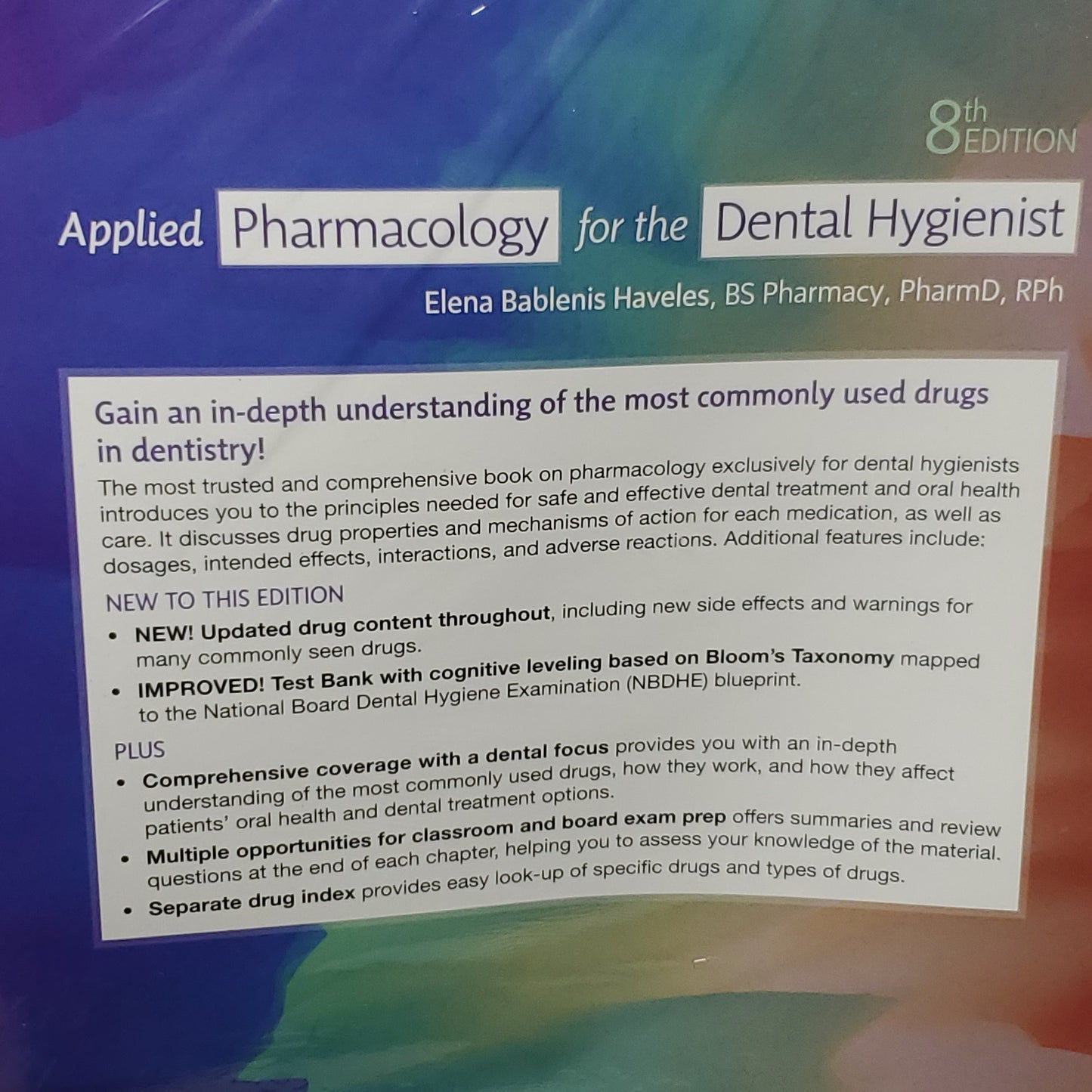 ELSEVIER Applied Pharmacology for the Dental Hygienist 8th Edition Elana Haveles (New)