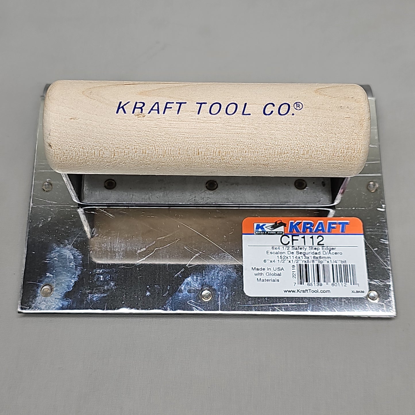 KRAFT TOOL CO Safety Step Edger/Groover with Wood Handle 6" x 4-1/2" 1/2"R CF112 (New)