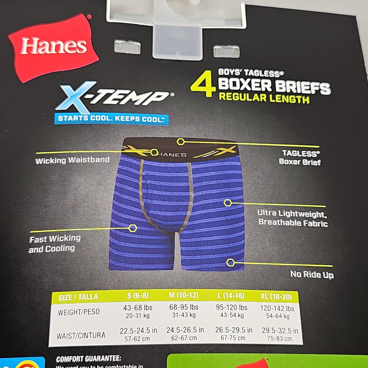 HANES Boxer Briefs 8-Pack Tagless X-Temp Boy's Size M (10/12) BXFMX4 (New)
