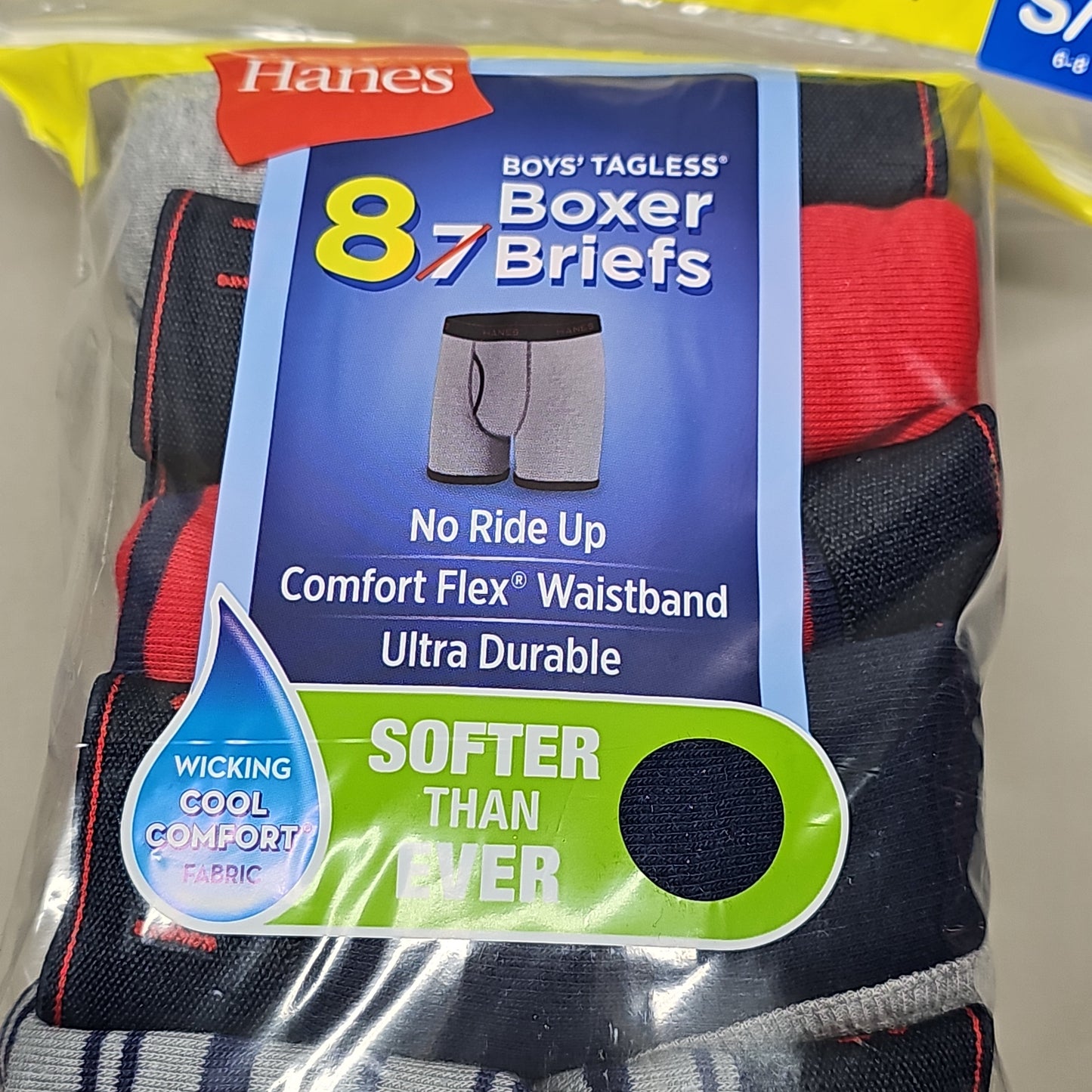 HANES Boxer Briefs 8-Pack Boy's Tagless Size S 6/8 B74SR8 (New)