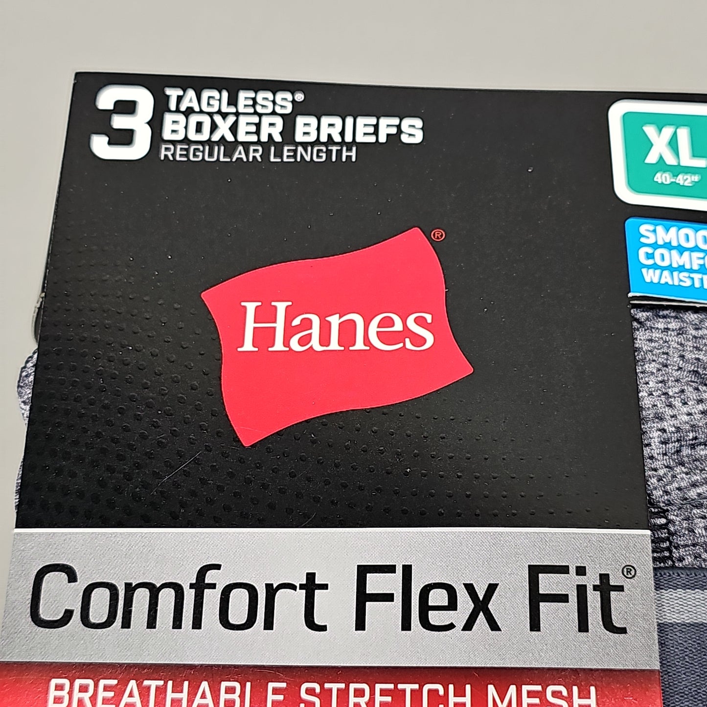 HANES Tagless Boxer Briefs Men's Size XL 40-42" 6-Pk Comfort Flex Fit Stretch Mesh CFFMA3 (New)