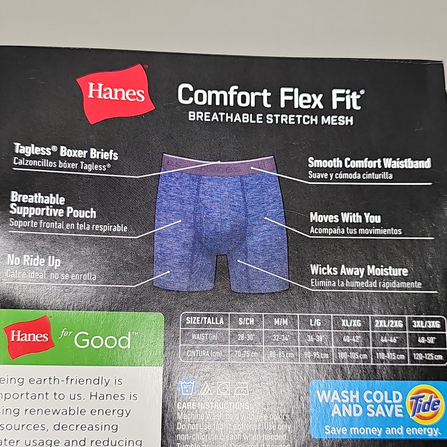 HANES Tagless Boxer Briefs Men's Size XL 40-42" 6-Pk Comfort Flex Fit Stretch Mesh CFFMA3 (New)