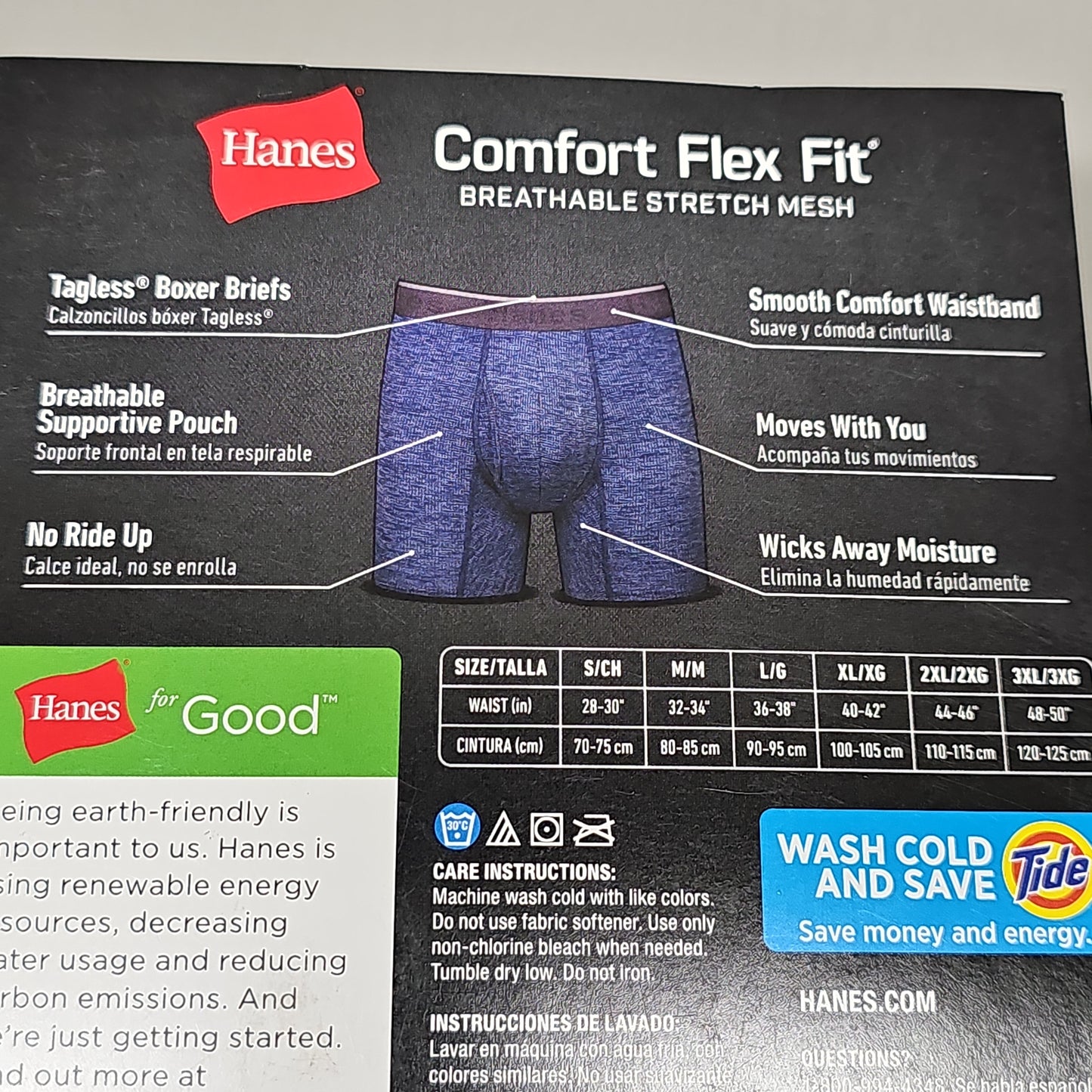 HANES Tagless Boxer Briefs Men's Size S 28-30" 6-Pk Comfort Flex Fit Stretch Mesh CFFMA3 (New)