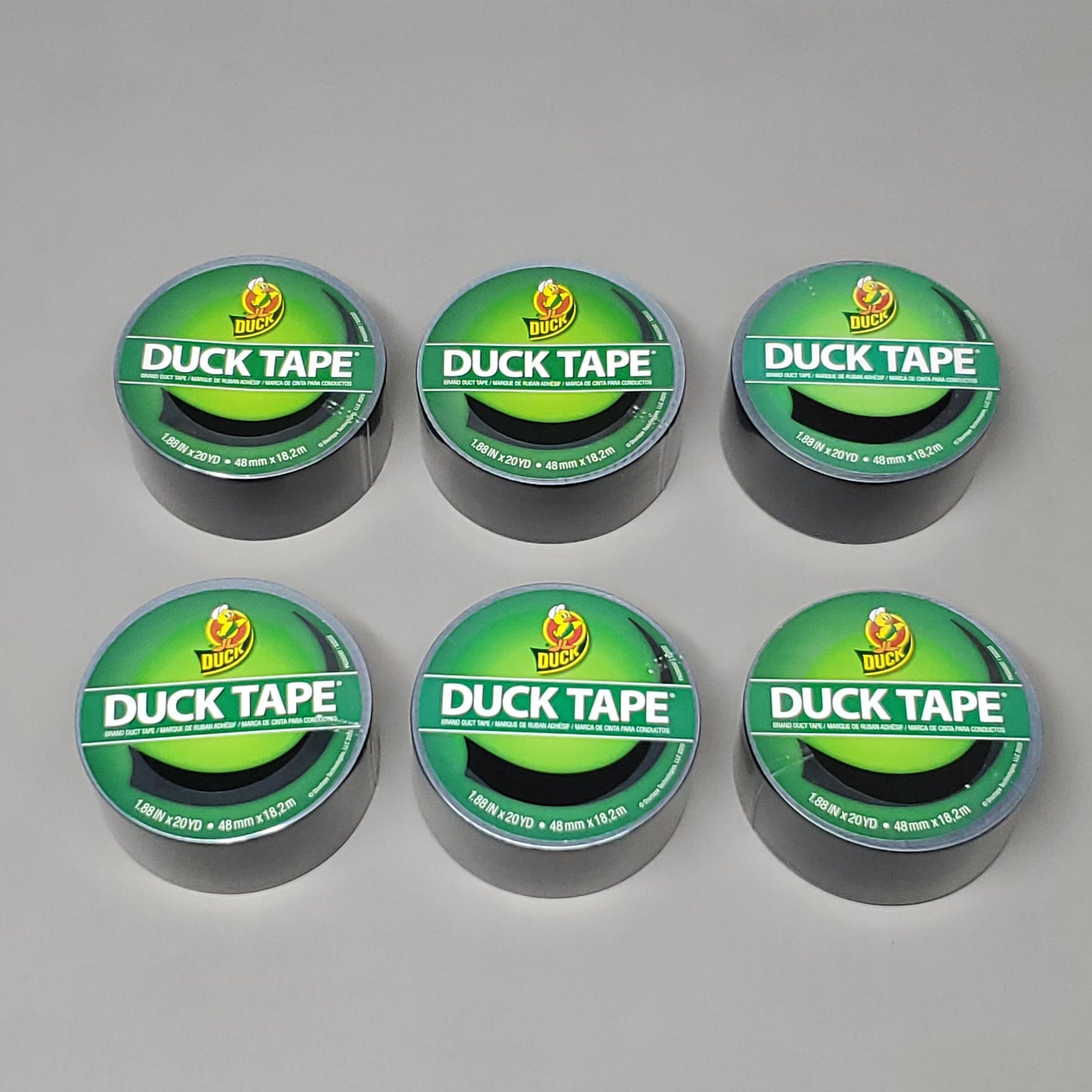 SHURTAPE DUCK TAPE 6 Rolls of Black Duct Tape 1.88" X 20 YD 1265013