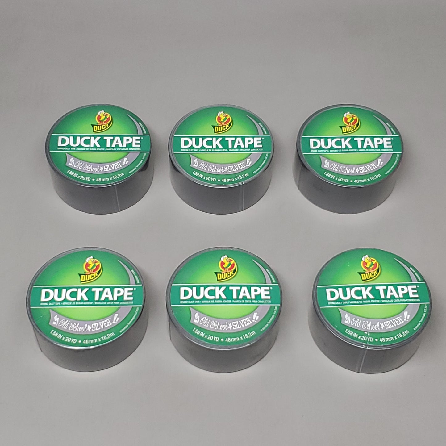 SHURTAPE DUCK TAPE 6 Rolls of Silver Duct Tape 1.88" X 20 YD 281932