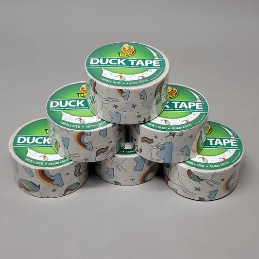 SHURTAPE DUCK TAPE 6 Rolls of Whimsical Unicorns Duct Tape 1.88" X 10 YD 241818