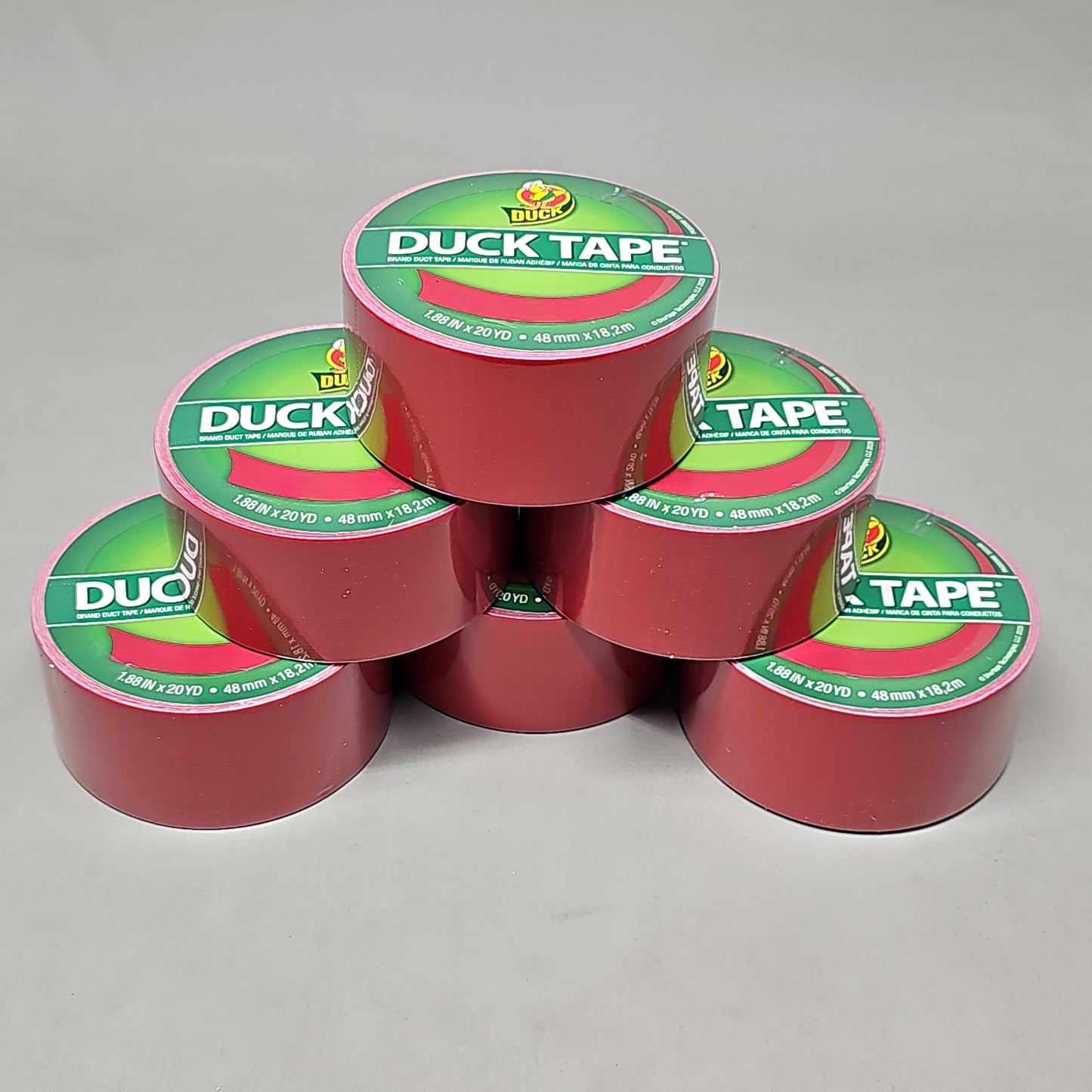 SHURTAPE DUCK TAPE 6 Rolls of Red Duct Tape 1.88" X 20 YD 283896