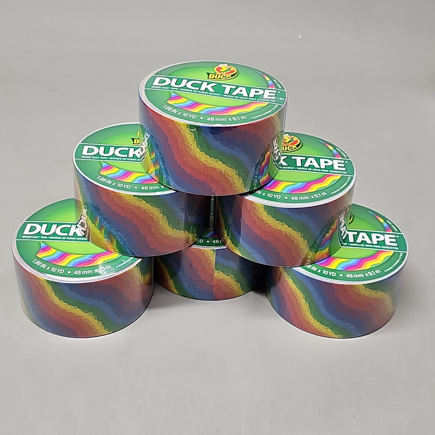 SHURTAPE DUCK TAPE 6 Rolls of Rainbow Duct Tape 1.88" X 10 YD 283868