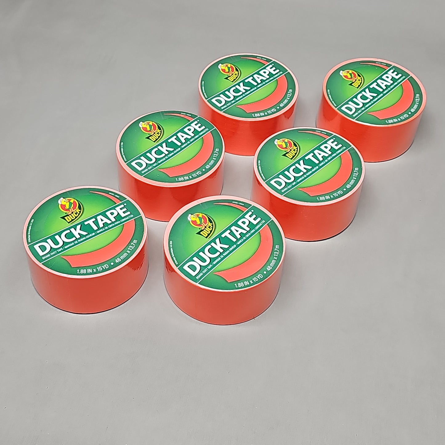 SHURTAPE Duck Tape 6 Rolls of Orange 1.88"x15 YD 283875 (New)