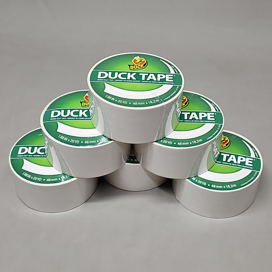 SHURTAPE DUCK TAPE 6 Rolls of White Duct Tape 1.88" X 20 YD 283871