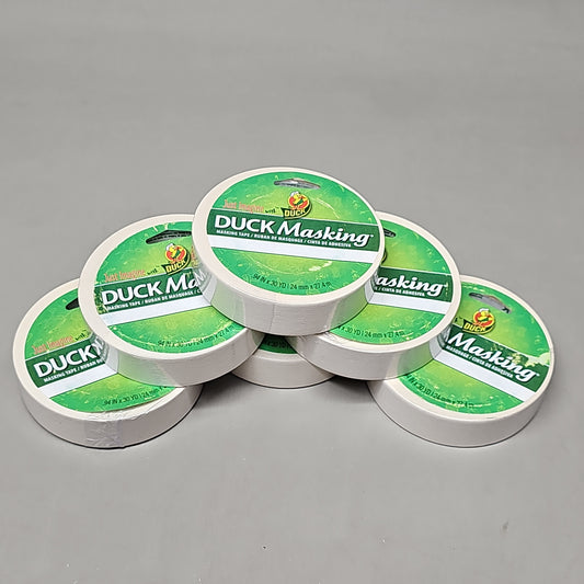 SHURTAPE DUCK Pack of 6 Duck Masking Tape .94" x 30 YD White (New)