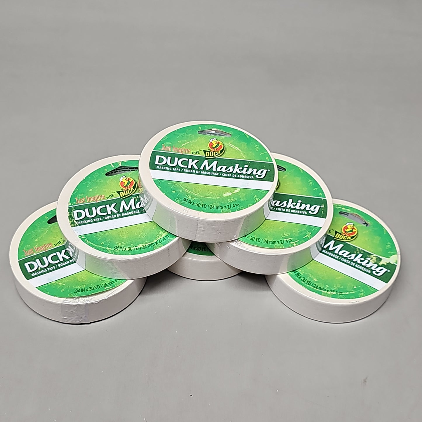 SHURTAPE DUCK Pack of 6 Duck Masking Tape .94" x 30 YD White (New)