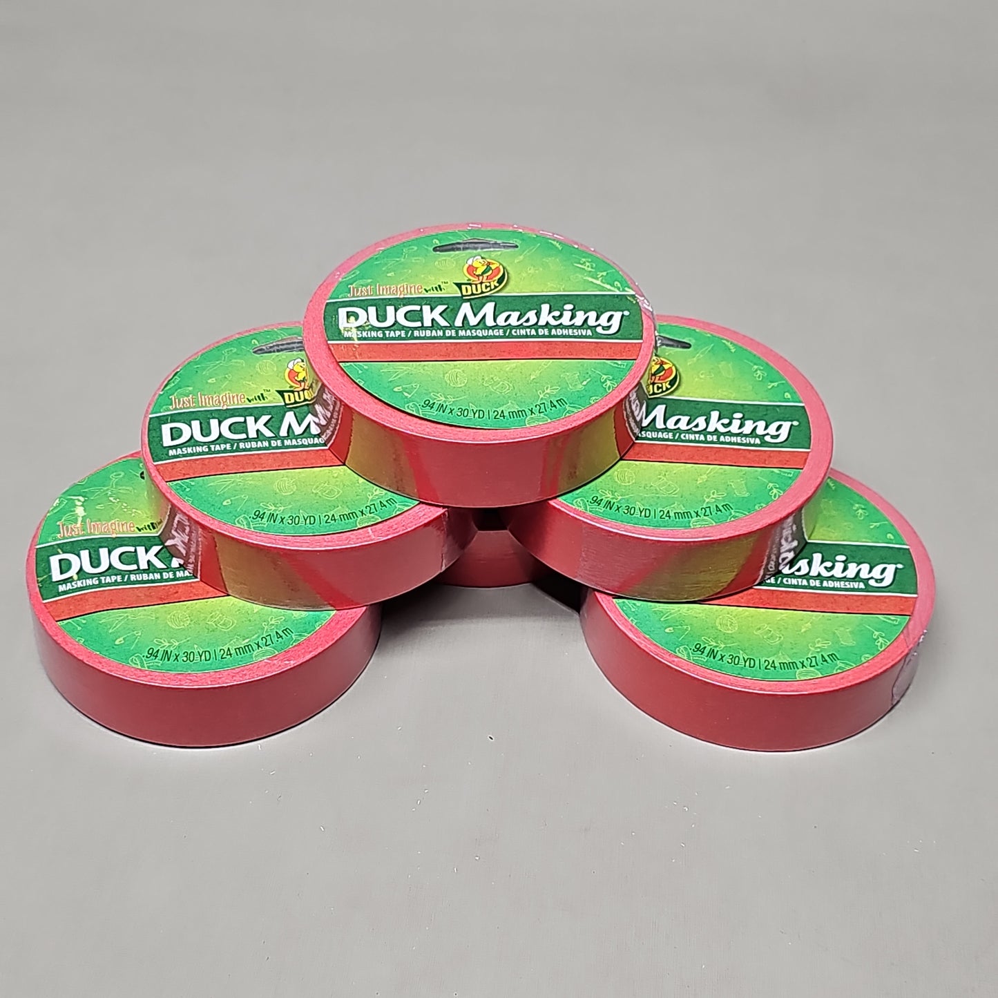 SHURTAPE DUCK Pack of 6 Duck Masking Tape .94" x 30 YD Red (New)