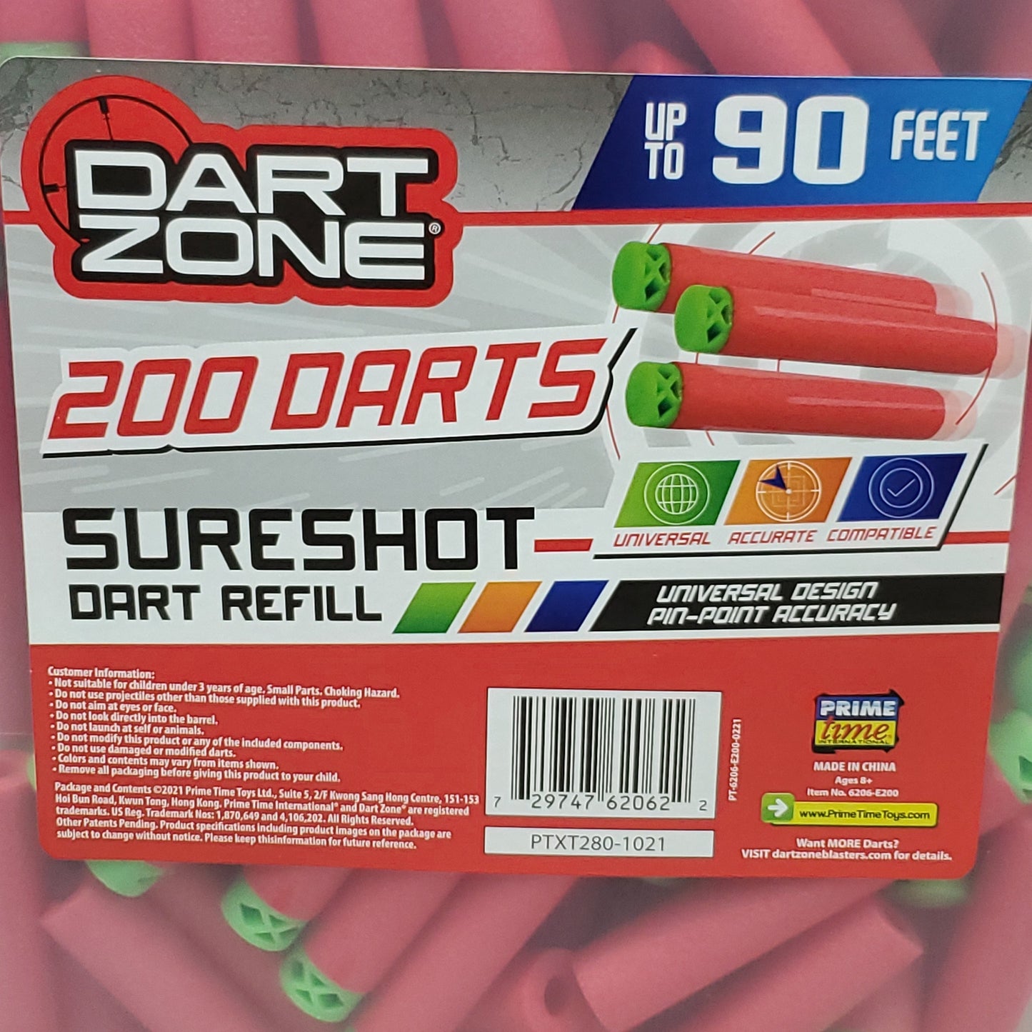 PRIME TIME DART ZONE SureShot Dart Refill 200 Darts PTXT280-1021 (New)