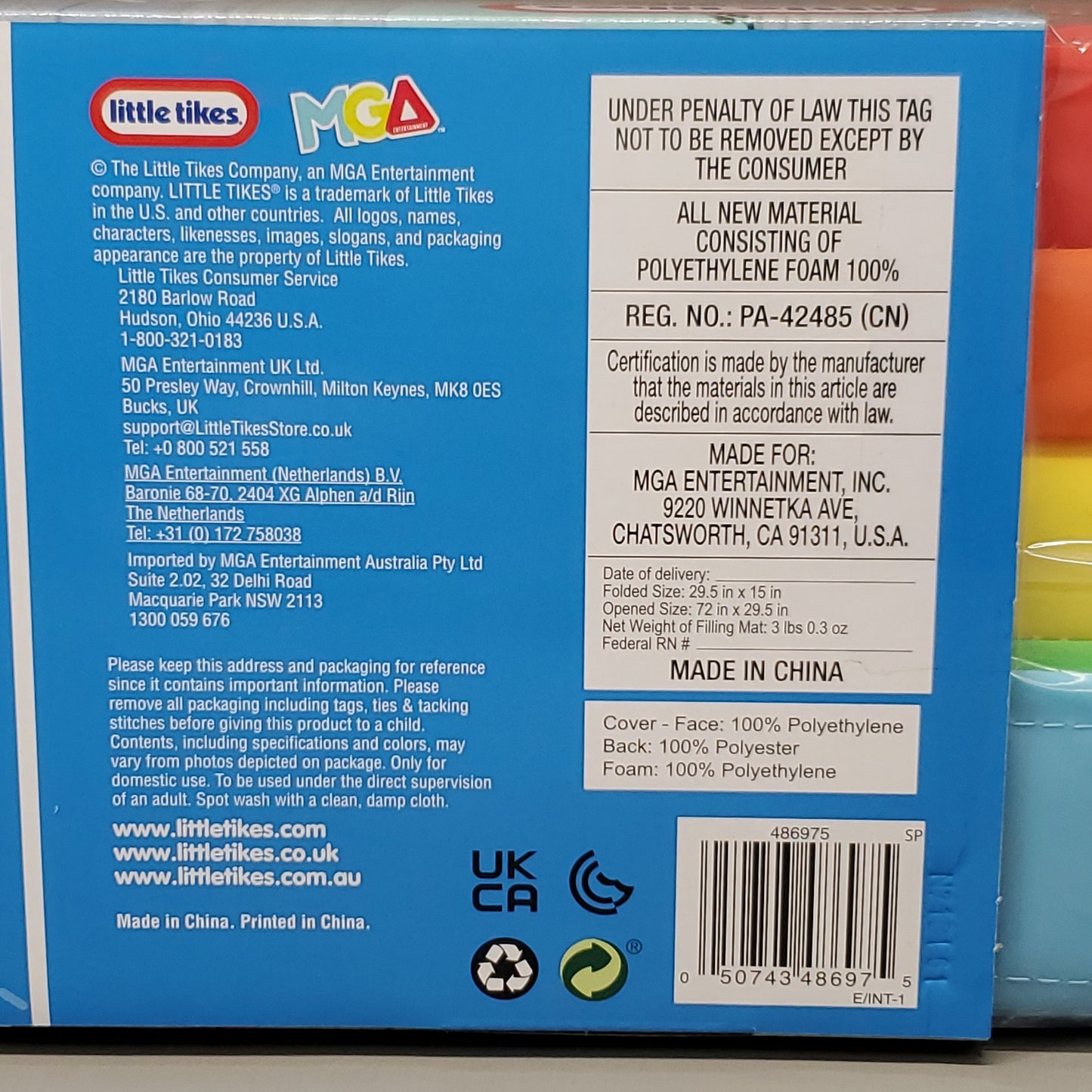 LITTLE TIKES Play Big Folding Play Mat 29.5" X 72" (New)