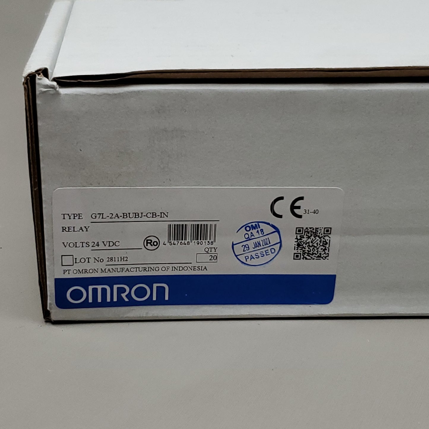 OMRON 20 Pack of Enclosed Power Relays 6 Pin 24VDC G7L-2A-BUBJ-CB-IN (New)