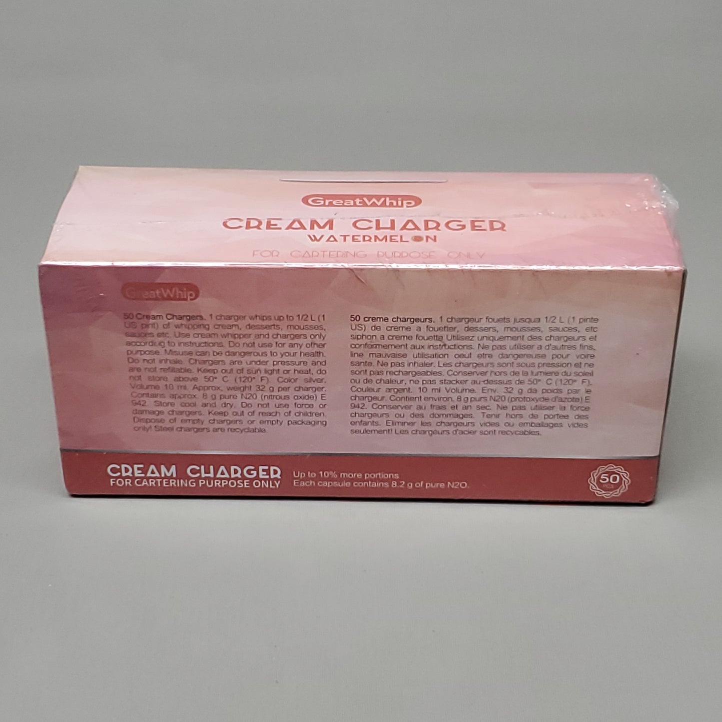 GREATWHIP Watermelon Cream Chargers 50 Pack Best By 08/26