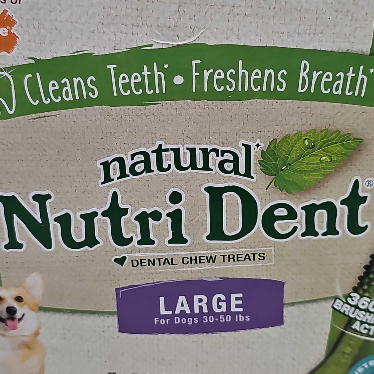 NYLABONE Natural Nutri Dent Dogs 80 Pack! Large 30-50 Lbs Dental Chew Treats NTD443T20P (New)