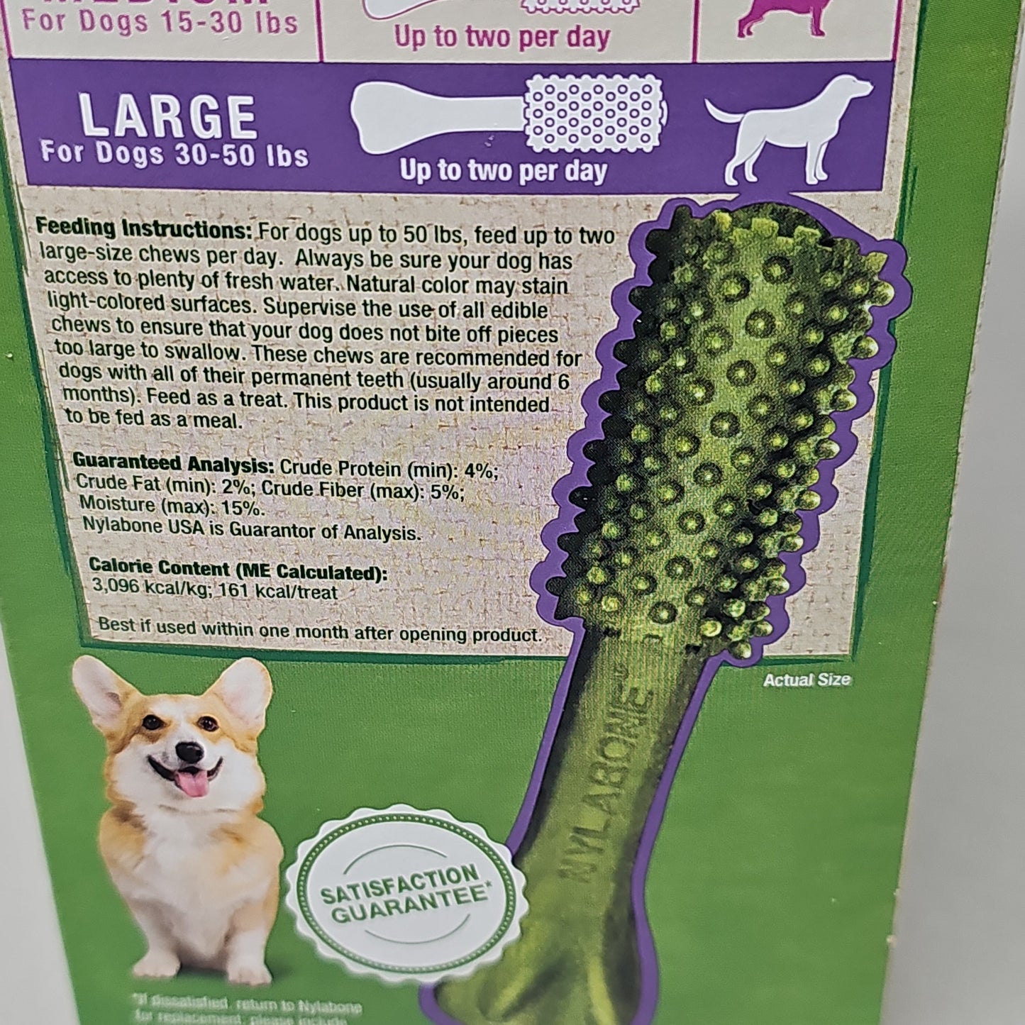 Z@ NYLABONE Natural Nutri Dent Dogs 20 Count Large 30-50 Lbs Dental Chew Treats NTD443T20P (New)
