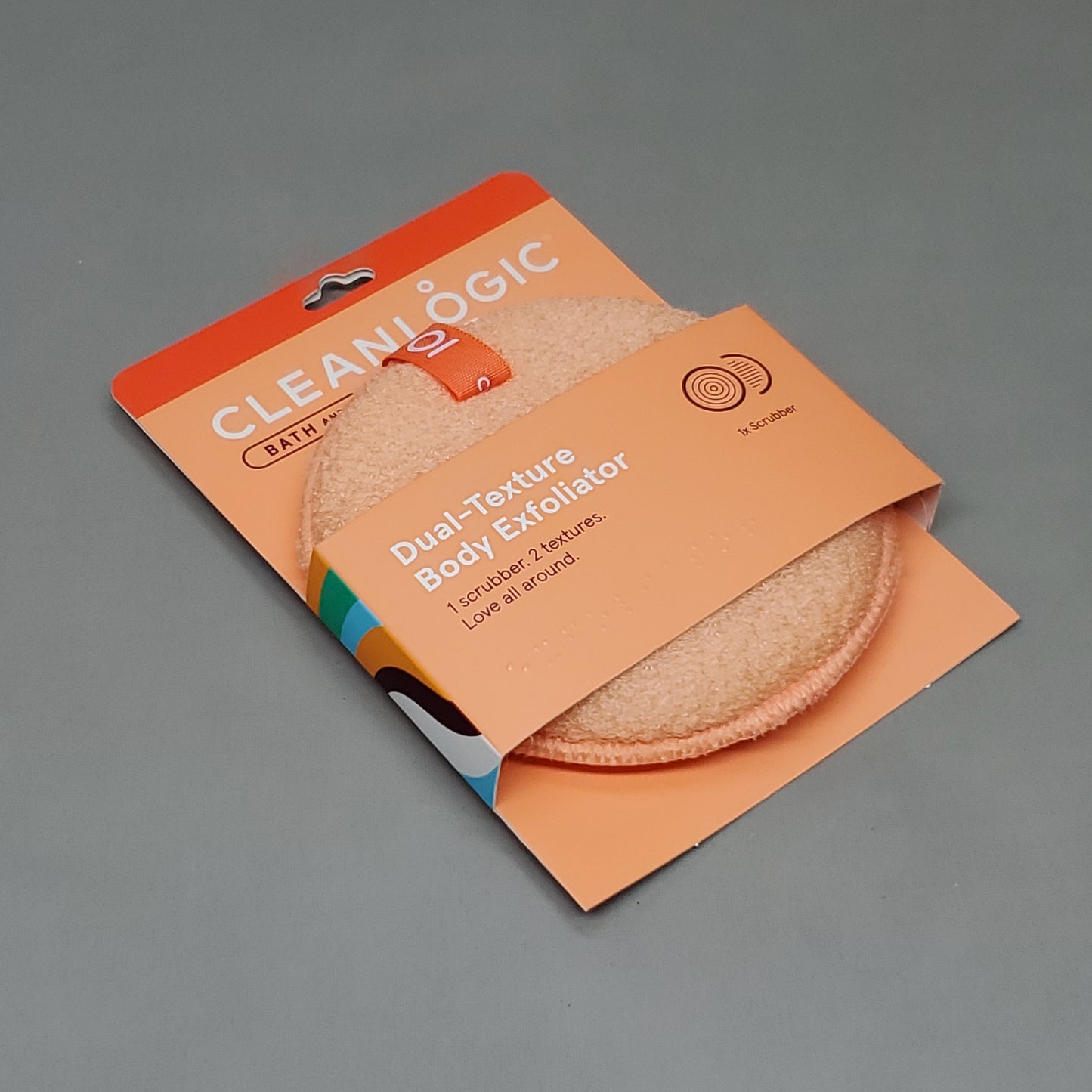 CLEANLOGIC 3 Pack of Dual-Texture Body Exfoliator Scrubber 4.92"X.91" Orange (New)