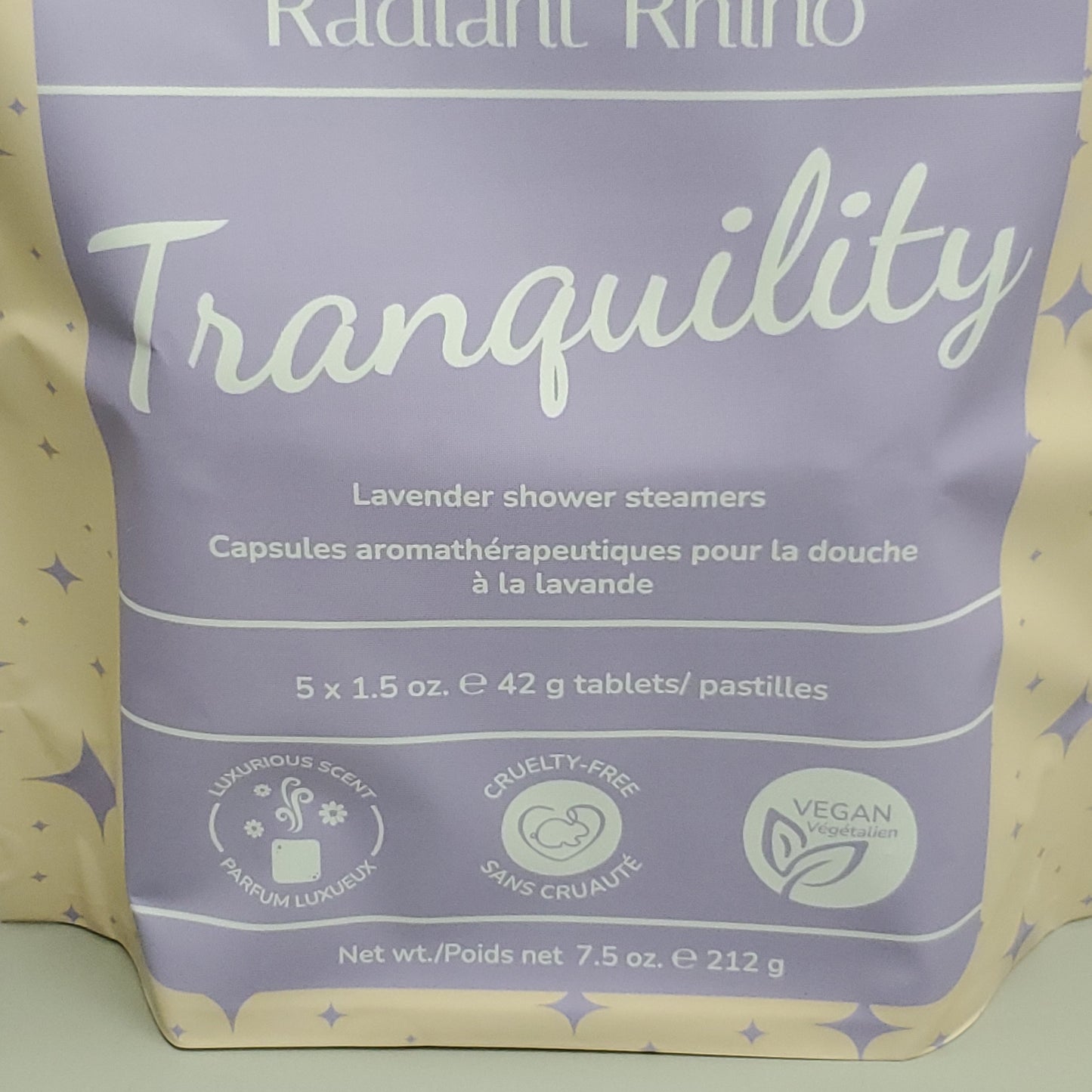 ZA@ THE RADIANT RHINO Tranquility Lavender Shower Steamers 6-PK! 5x1.5oz Tablets 7.5oz (New) A