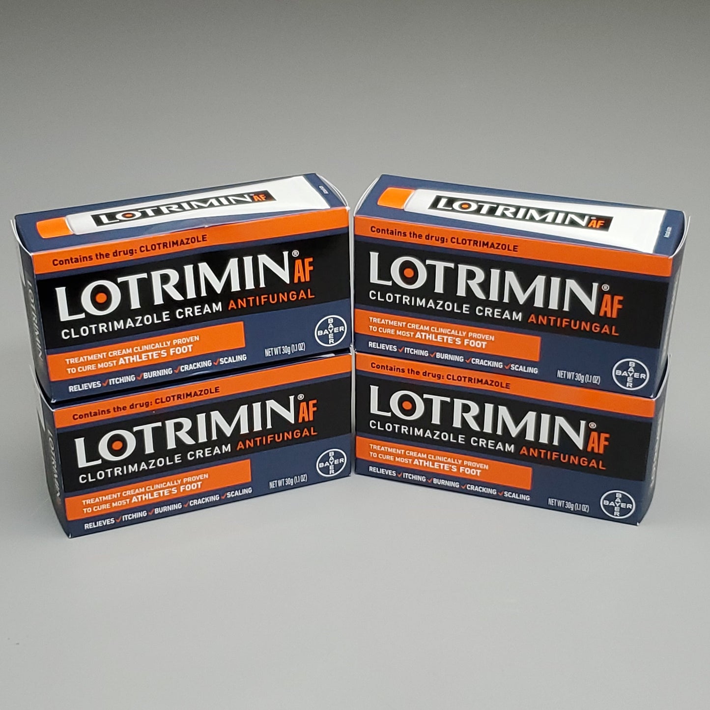 ZA@ BAYER 4PK! Lotrimin AF Clotrimazole Cream Antifungal for Athlete's Foot 30g (04/25) A