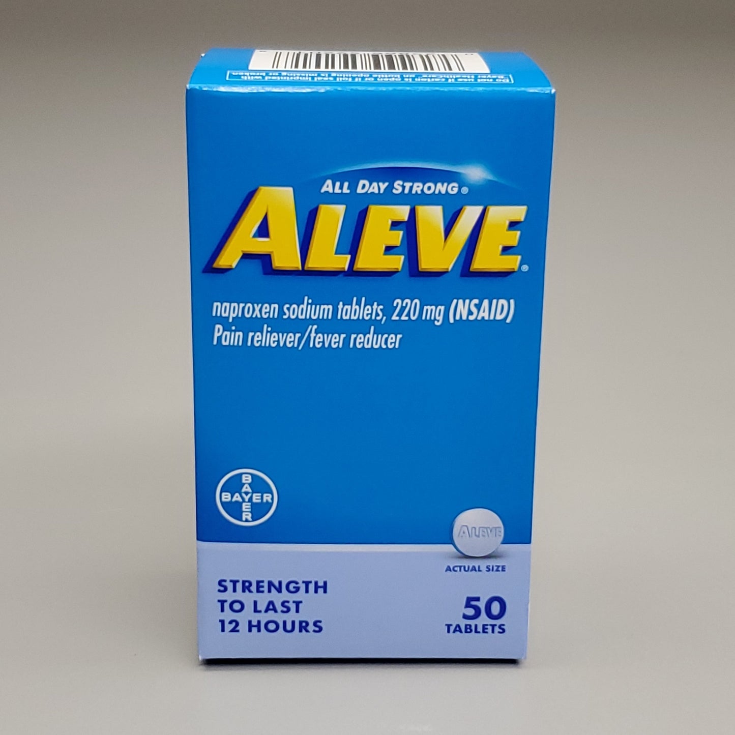 ZA@ BAYER 3PK! Aleve All Day Naproxen Sodium 50 Tablets 220mg Pain Reliever/Fever Reducer (12/25) B