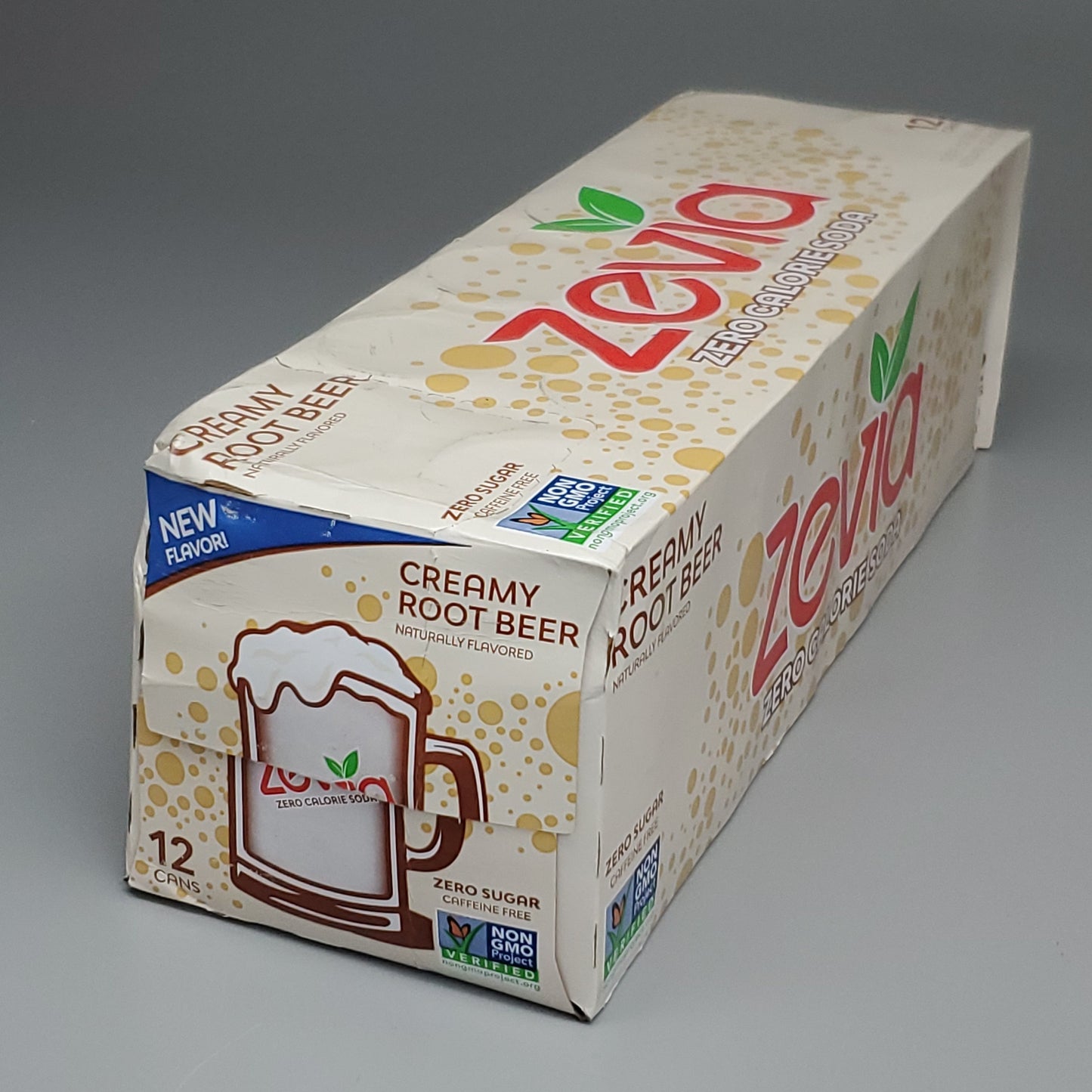 ZA@ ZEVIA 24 PACK!! Creamy Root Beer New Flavor Carbonated Beverages 12oz New Flavor (10/24) G