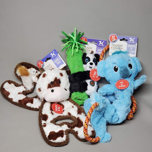 CHARMING PET Lot of 3 Dog Toys: Panda, Koala, Cow K9 Tuff Guard Ultra Durable (New)