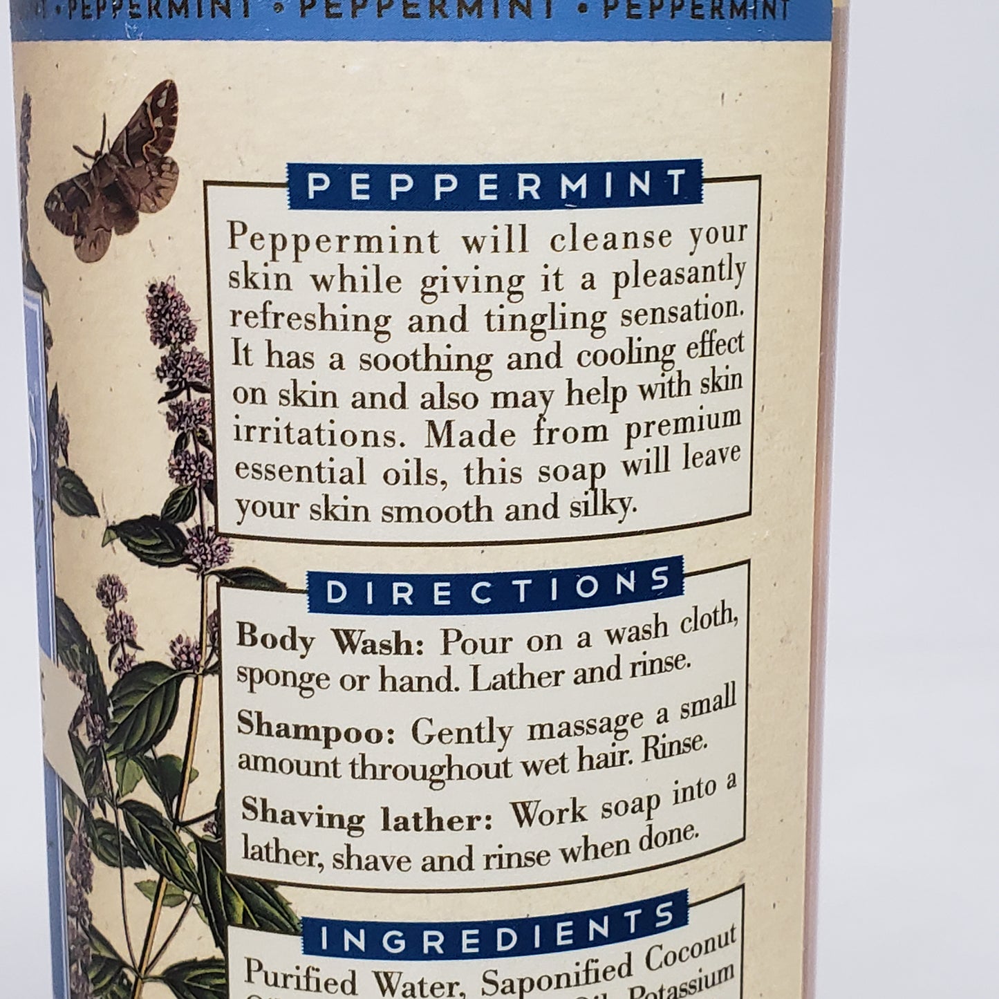 DR. JACOBS NATURALS Peppermint Castile Liquid Soap 32 oz Hypoallergenic (New)