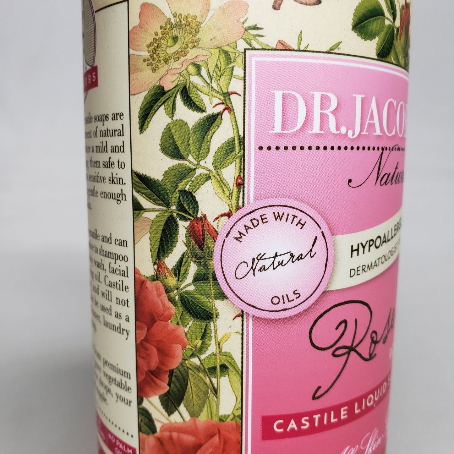 DR. JACOBS NATURALS Rose Castile Liquid Soap 32 oz Hypoallergenic (New)
