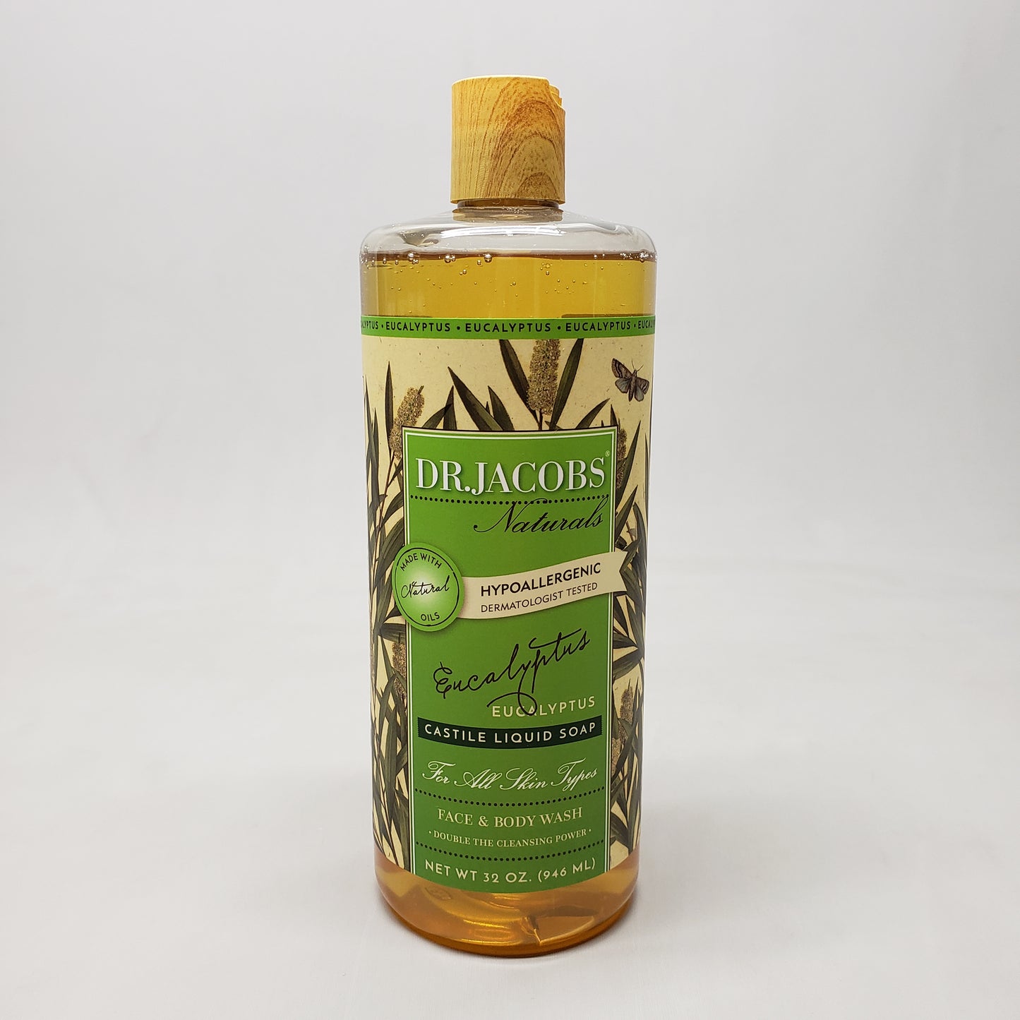 DR. JACOBS NATURALS Eucalyptus Castile Liquid Soap 32 oz Hypoallergenic (New)