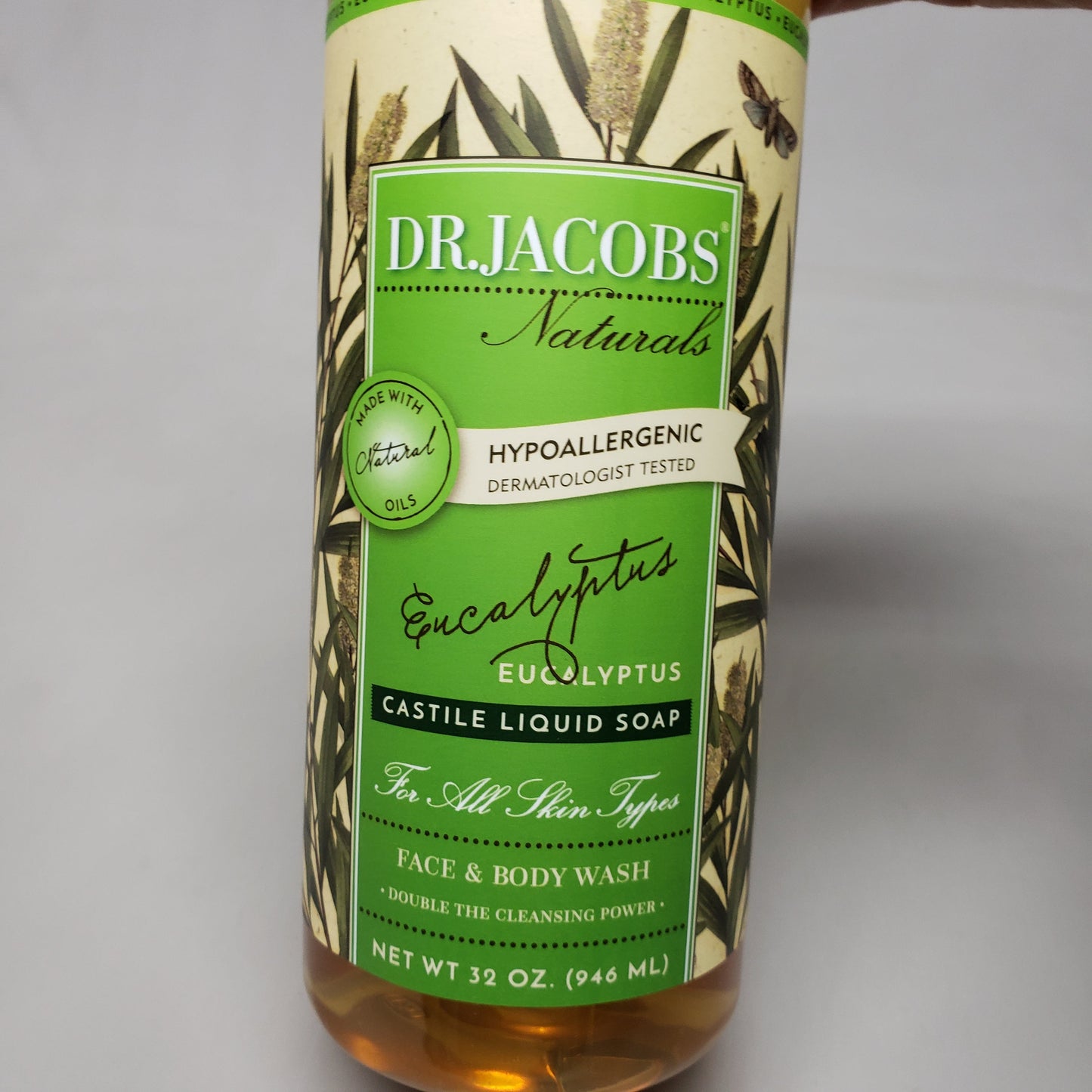 DR. JACOBS NATURALS Eucalyptus Castile Liquid Soap Lot of 4 - 32 oz Hypoallergenic (New)