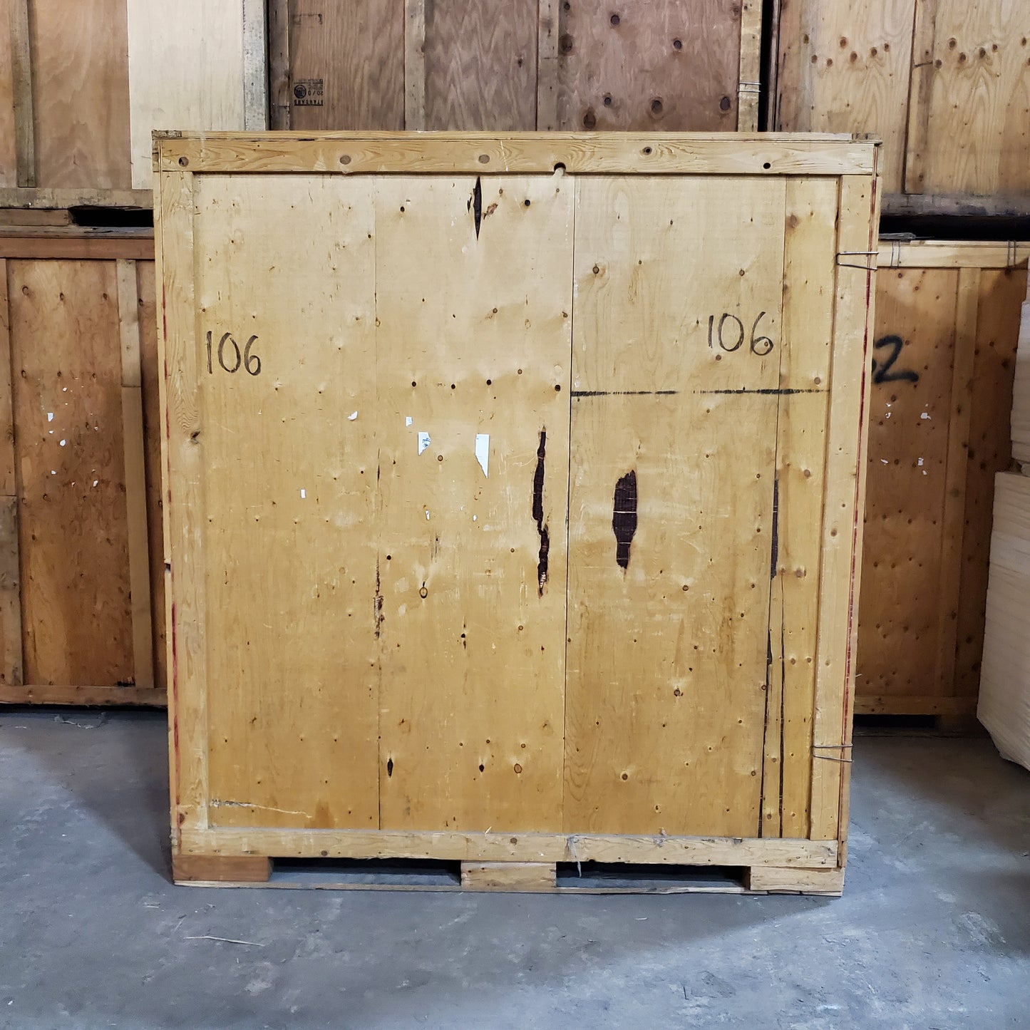 Z@ LARGE PLYWOOD STORAGE CONTAINER / CRATE ~5' W x 7' L x 7.5' T (Good Condition, AS-IS)