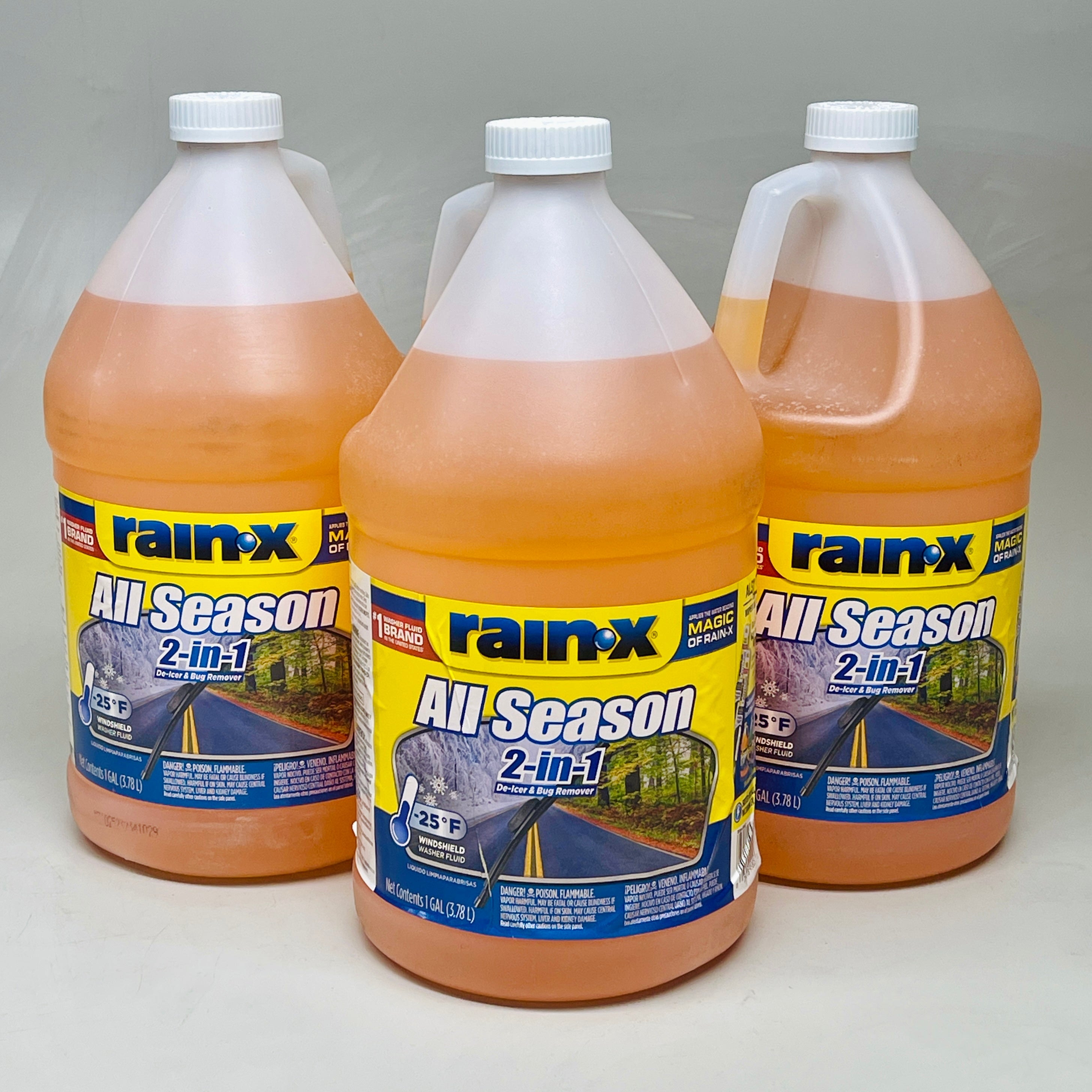 ZA RAIN X (3 PACK) All Season Windshield Washer Fluid DeIcer & Bug R