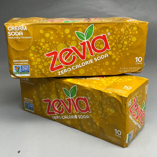 ZA@ ZEVIA (20 Cans) Cream Soda Carbonated Beverages 12oz Naturally Flavored (08/24) F