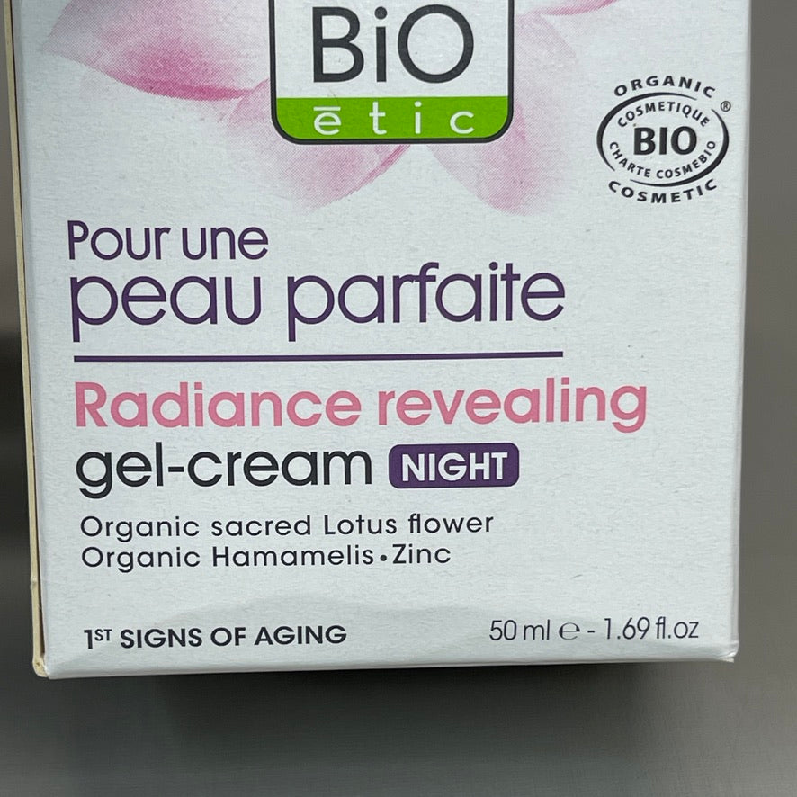 SO BIO etic Radiance Revealing Gel-Cream Night Organic Lotus Flower Hamamelis Zinc 1.69 fl oz (New)