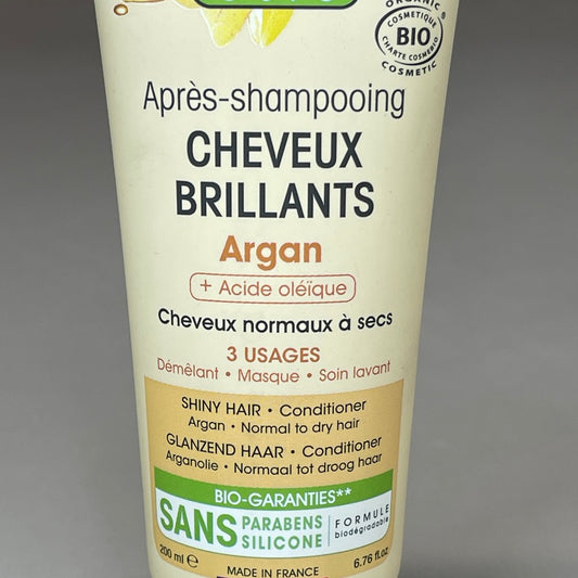 SO BIO ETIC (3-PACK) Apres Shampooing Cheveux Brilliants Argan Shiny Hair Conditioner 6.76 FL OZ (New)