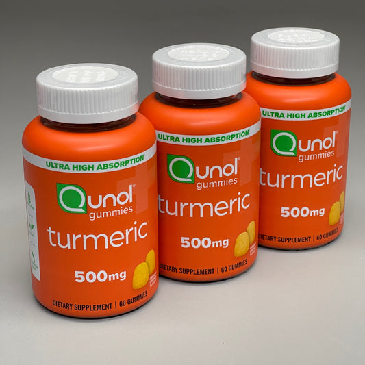 ZA@ QUNOL Turmeric Gummy Dietary Supplements 500 mg 60 Count - 3 pack BB 05/25 D