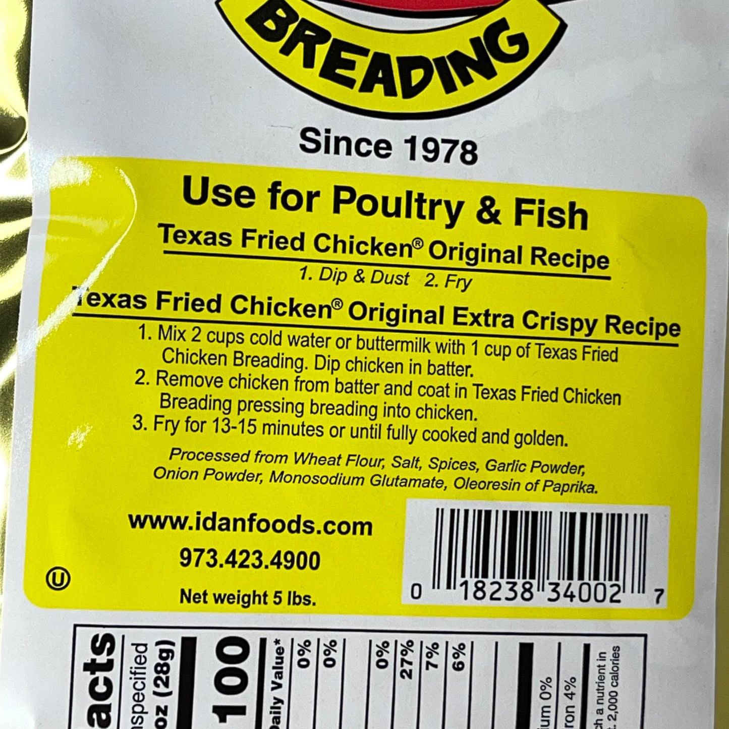 TEXAS BREADING Texas Fried Chicken Breading 5 lb Bag Original Extra Crispy (New)
